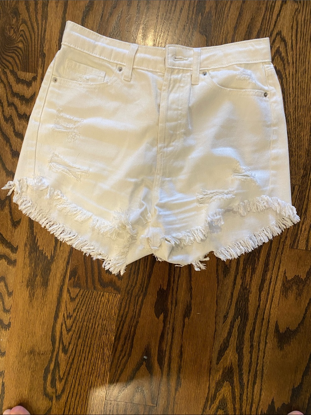 wild fable White Distressed High-Rise Denim Shorts